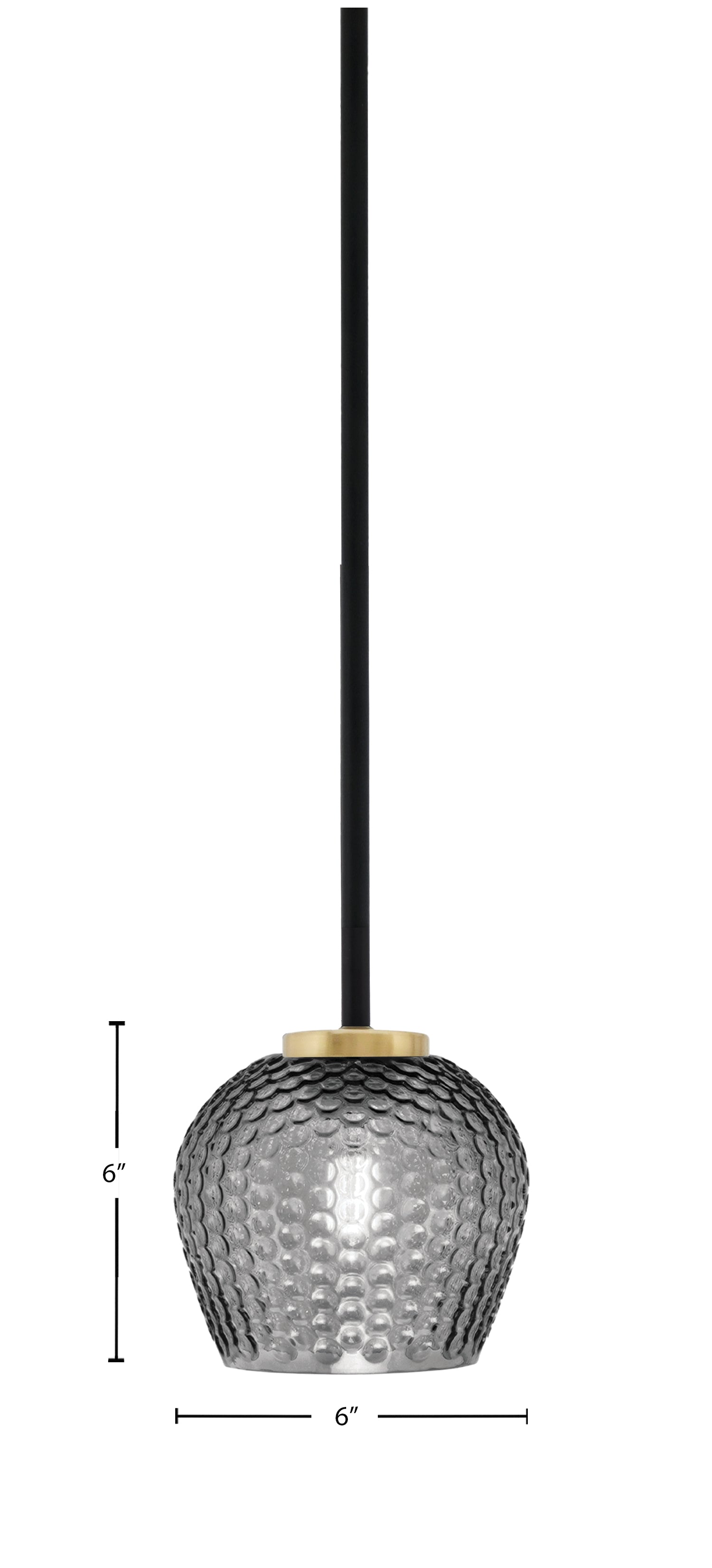 Sandia One Light Mini Pendant in Matte Black & New Age Brass with Smoke Textured Shade