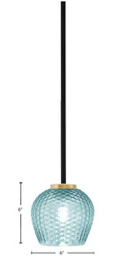 Sandia One Light Mini Pendant in Matte Black & New Age Brass with Turquoise Textured Shade