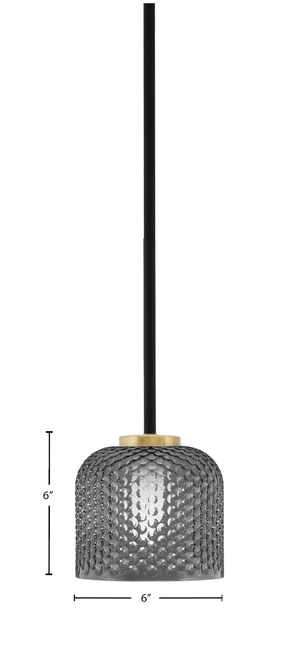 Sandia One Light Mini Pendant in Matte Black & New Age Brass with Smoke Textured Shade