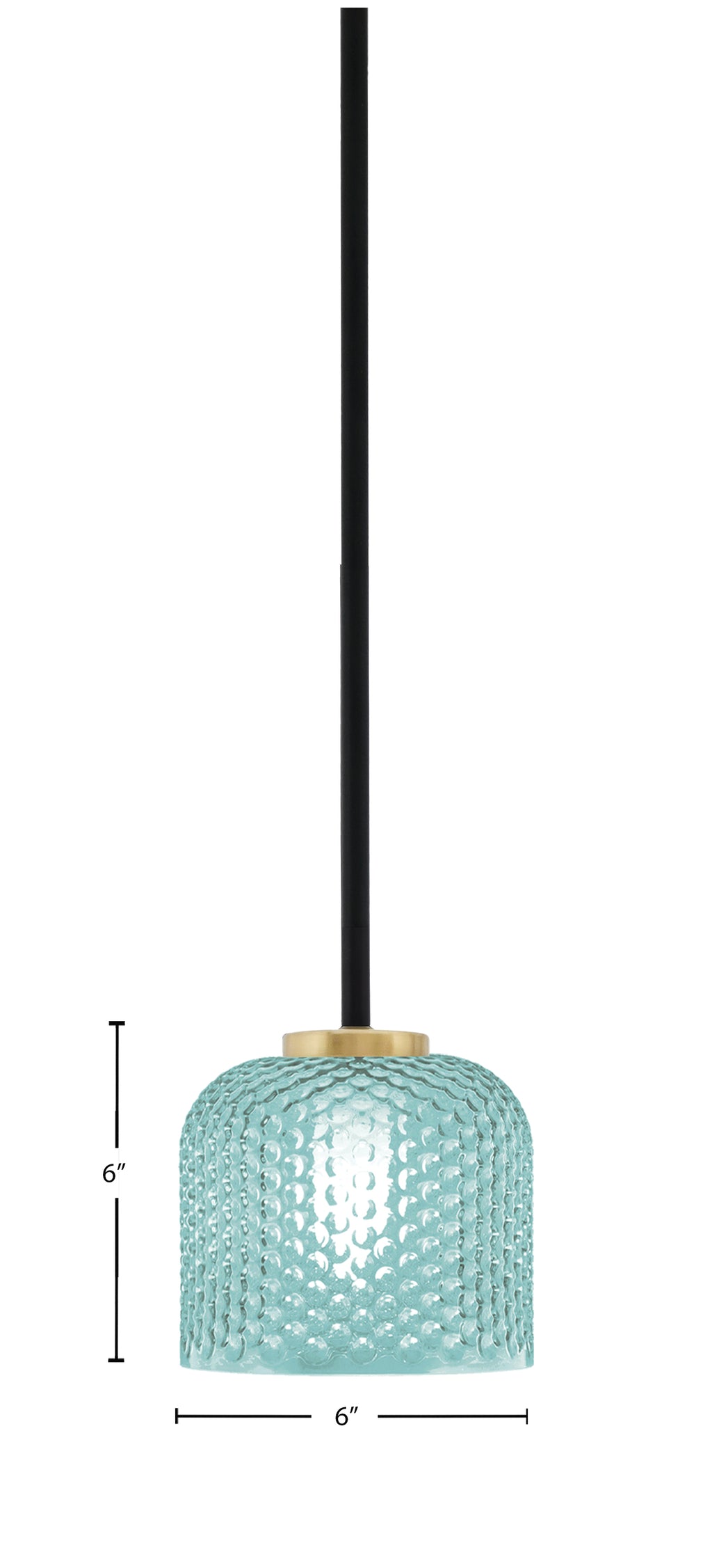 Sandia One Light Mini Pendant in Matte Black & New Age Brass with Turquoise Textured Shade