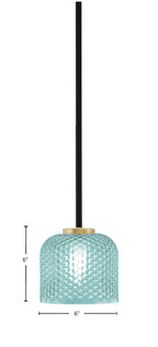 Sandia One Light Mini Pendant in Matte Black & New Age Brass with Turquoise Textured Shade
