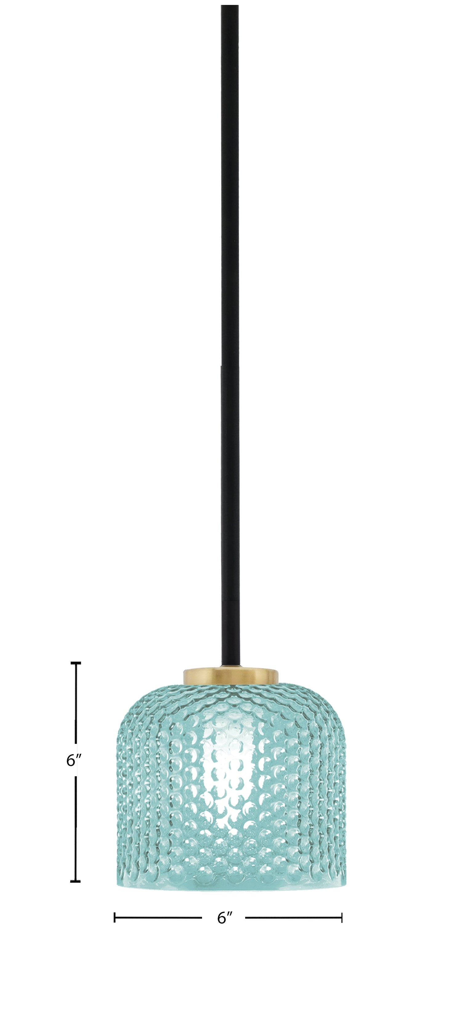 Sandia One Light Mini Pendant in Matte Black & New Age Brass with Turquoise Textured Shade
