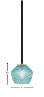Sandia One Light Mini Pendant in Matte Black & New Age Brass with Turquoise Textured Shade