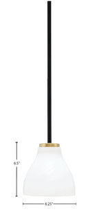 Sandia One Light Mini Pendant in Matte Black & New Age Brass with White Marble Shade