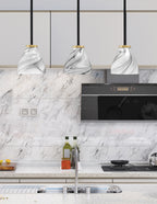 Sandia One Light Mini Pendant in Matte Black & New Age Brass with Onyx Swirl Shade