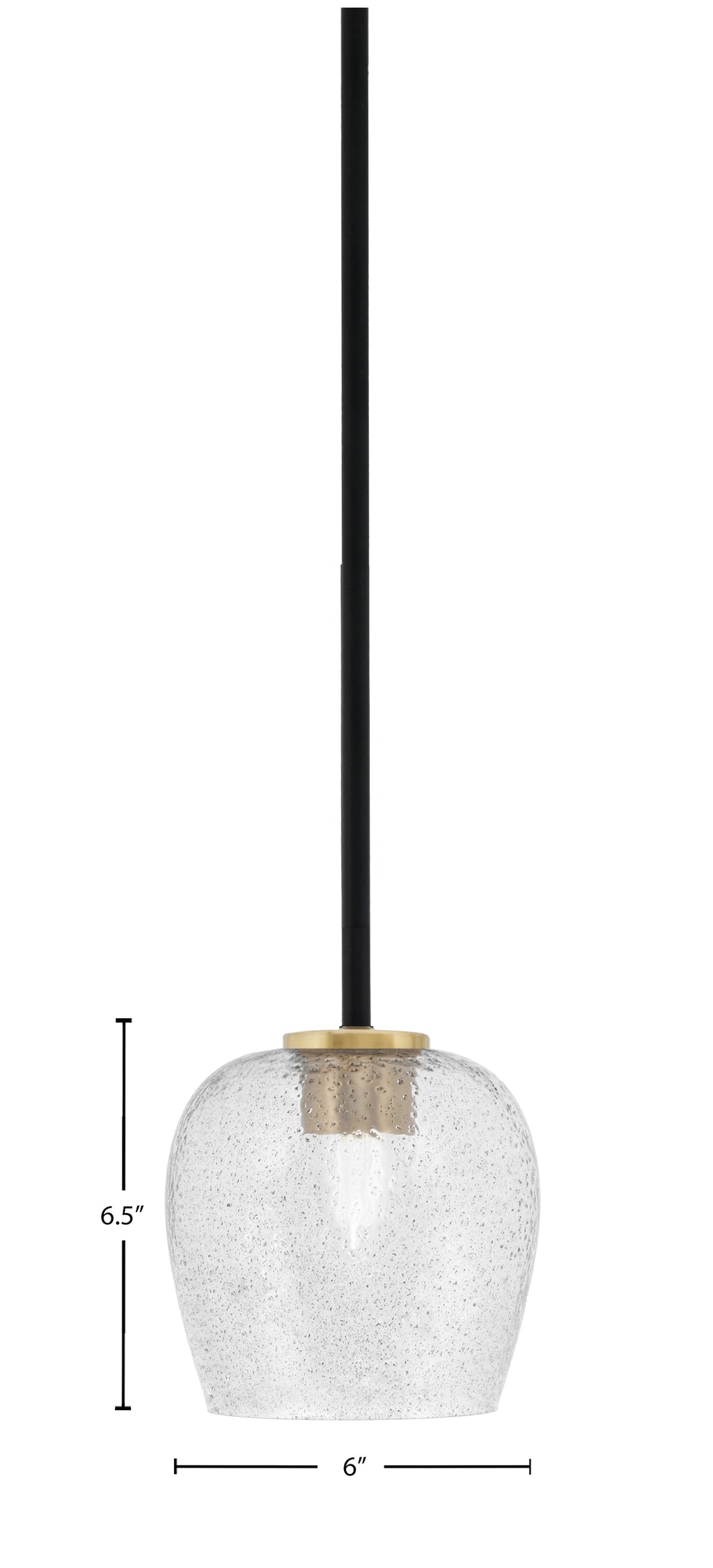 Sandia One Light Mini Pendant in Matte Black & New Age Brass with Smoke Bubble Shade