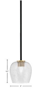 Sandia One Light Mini Pendant in Matte Black & New Age Brass with Smoke Bubble Shade