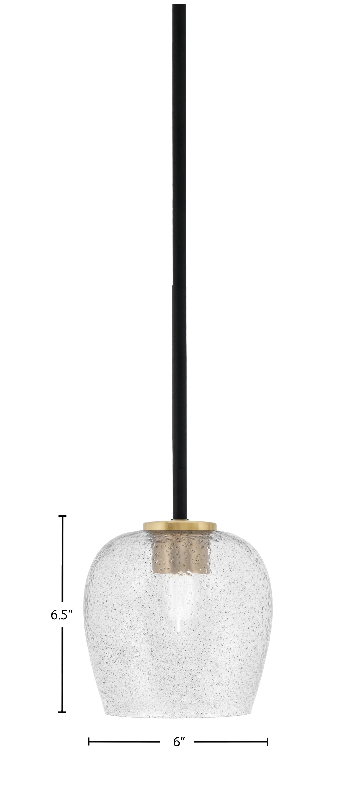 Sandia One Light Mini Pendant in Matte Black & New Age Brass with Smoke Bubble Shade