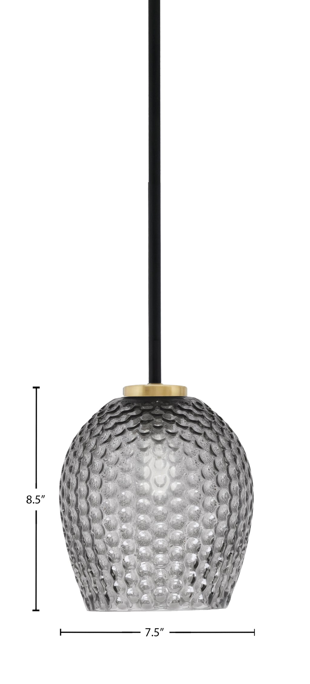 Sandia One Light Mini Pendant in Matte Black & New Age Brass with Smoke Textured Shade