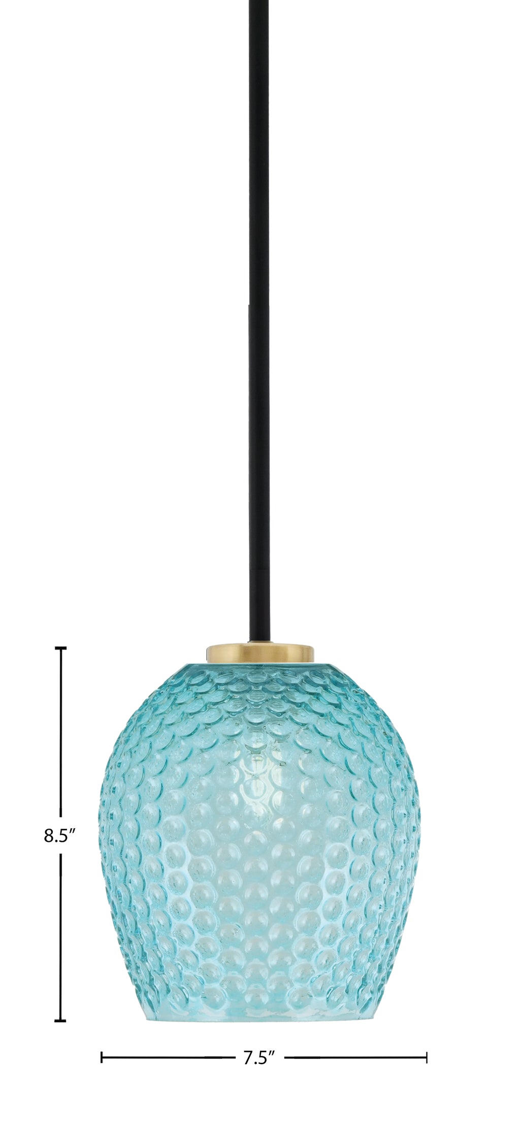 Sandia One Light Mini Pendant in Matte Black & New Age Brass with Turquoise Textured Shade