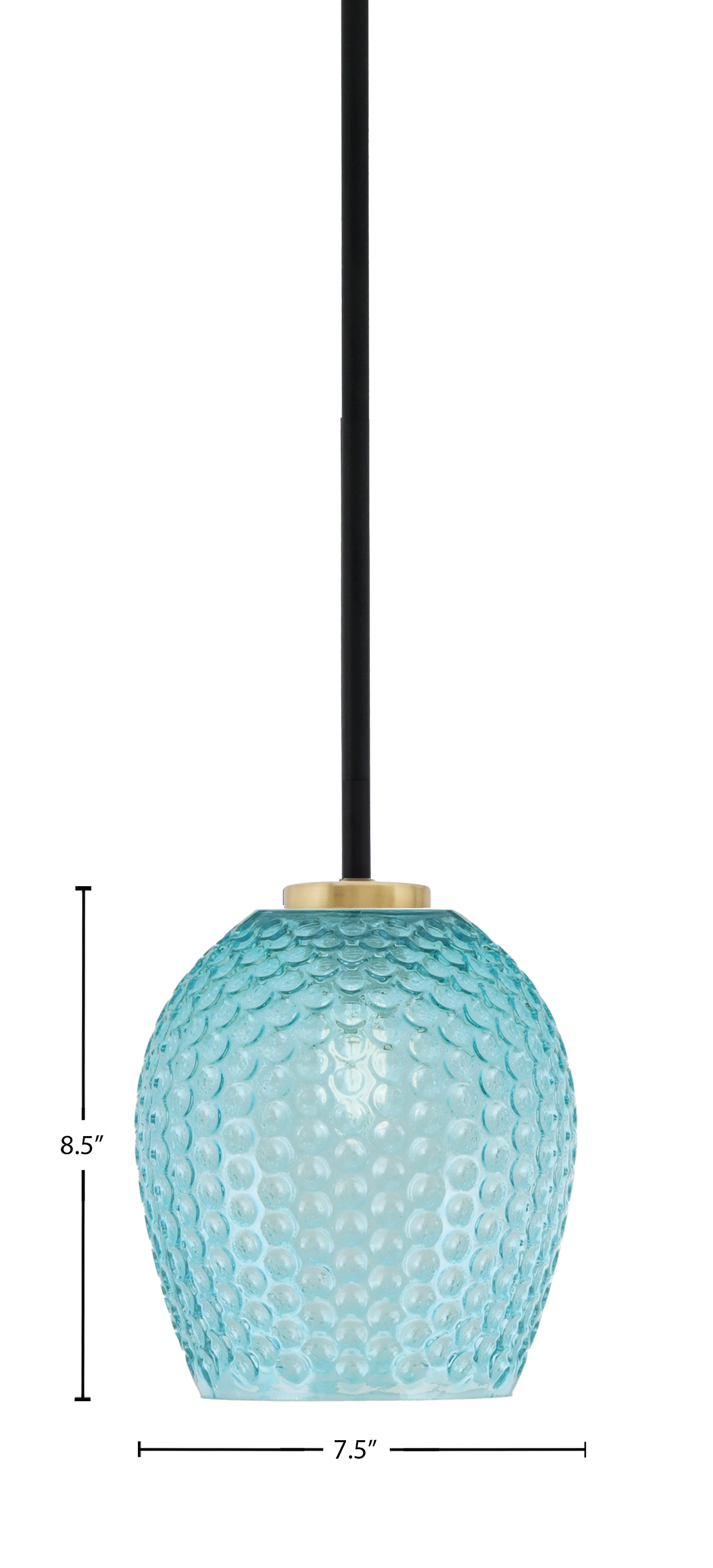 Sandia One Light Mini Pendant in Matte Black & New Age Brass with Turquoise Textured Shade