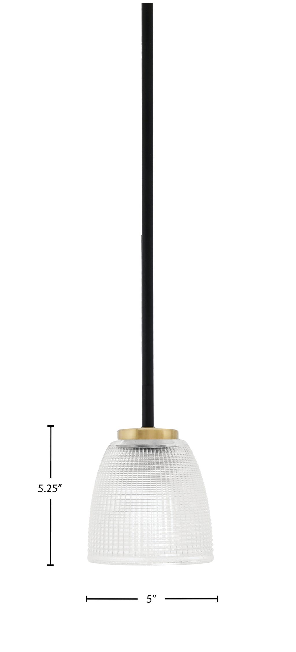 Sandia One Light Mini Pendant in Matte Black & New Age Brass with Clear Ribbed Shade