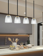 Sandia One Light Mini Pendant in Matte Black & New Age Brass with Clear Ribbed Shade