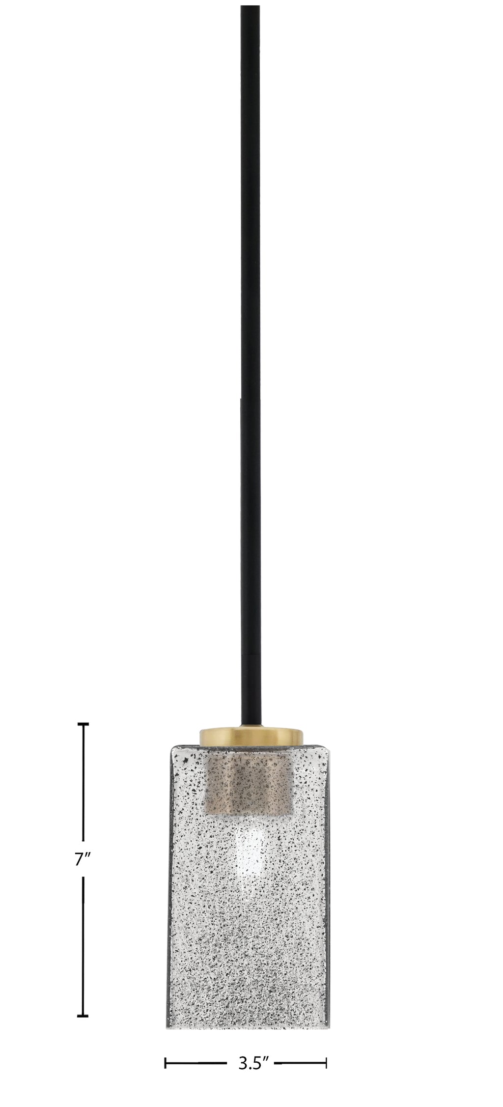 Sandia One Light Mini Pendant in Matte Black & New Age Brass with Square Smoke Bubble Shade