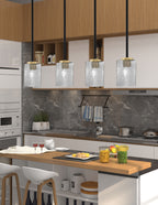 Sandia One Light Mini Pendant in Matte Black & New Age Brass with Square Smoke Bubble Shade