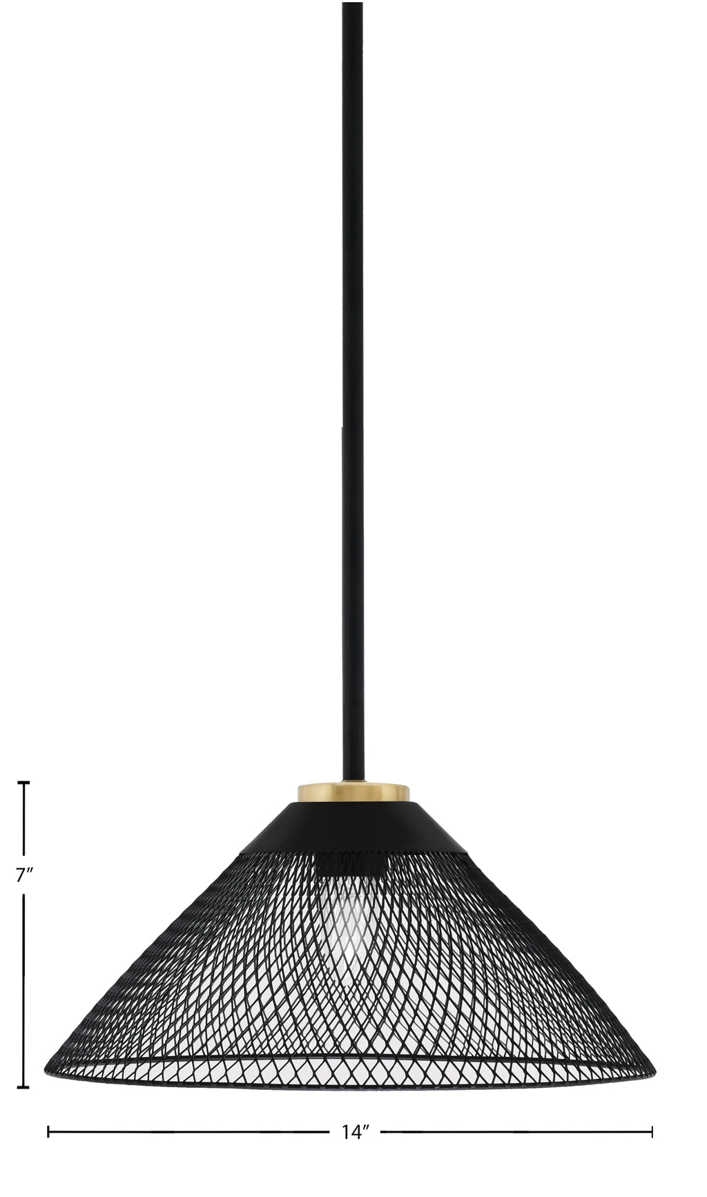 Sandia One Light Pendant in Matte Black & New Age Brass with Matte Black Metal Shade Shade