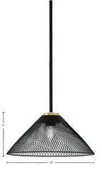 Sandia One Light Pendant in Matte Black & New Age Brass with Matte Black Metal Shade Shade