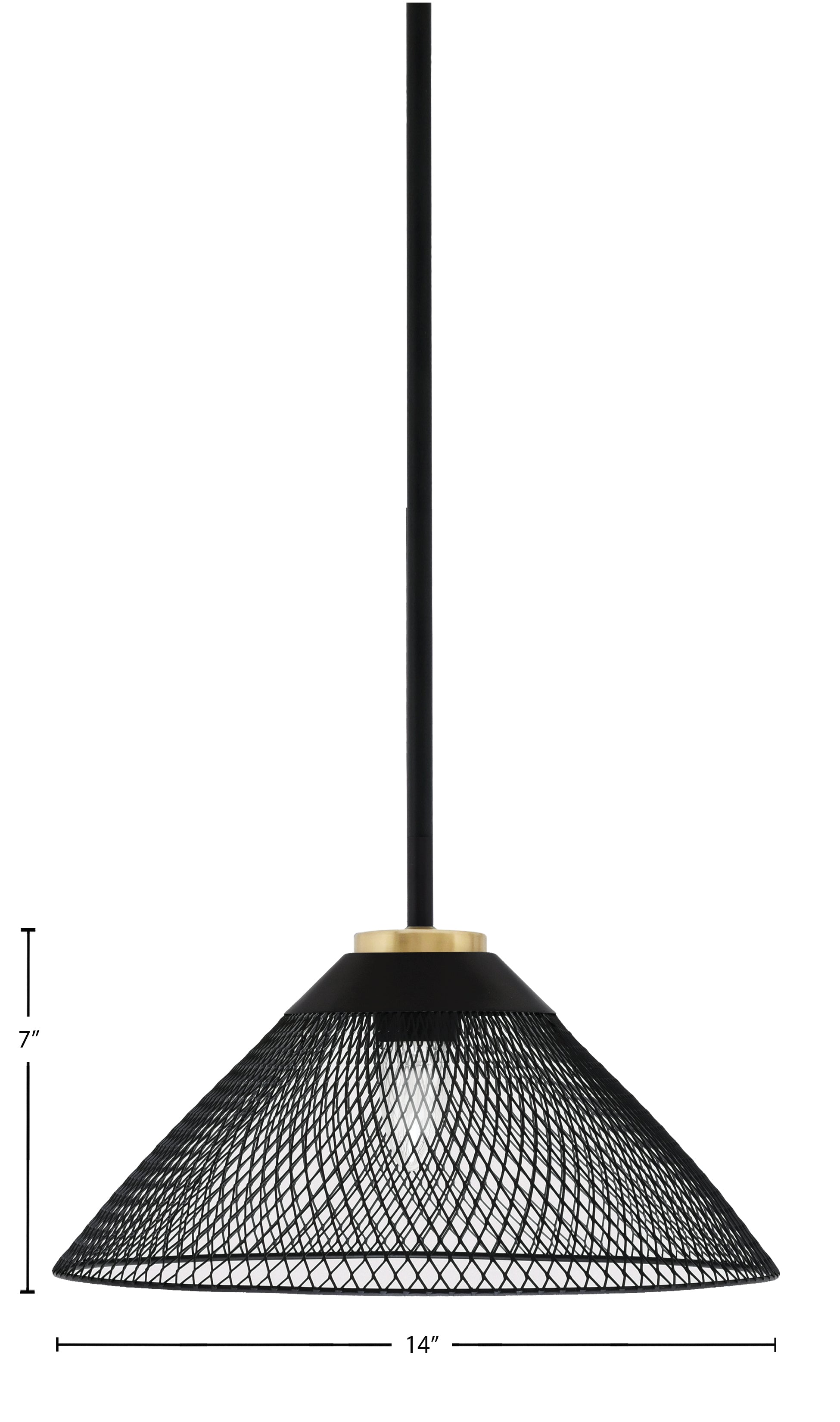 Sandia One Light Pendant in Matte Black & New Age Brass with Matte Black Metal Shade Shade