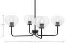 Sandia Four Light Chandelier in Matte Black with Clear Bubble Shade