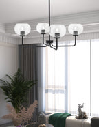 Sandia Four Light Chandelier in Matte Black with Clear Bubble Shade