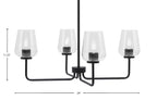 Sandia Four Light Chandelier in Matte Black with Clear Bubble Shade