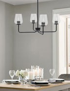 Sandia Four Light Chandelier in Matte Black with Clear Bubble Shade