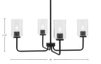 Sandia Four Light Chandelier in Matte Black with Clear Bubble Shade