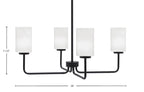 Sandia Four Light Chandelier in Matte Black with White Marble Shade
