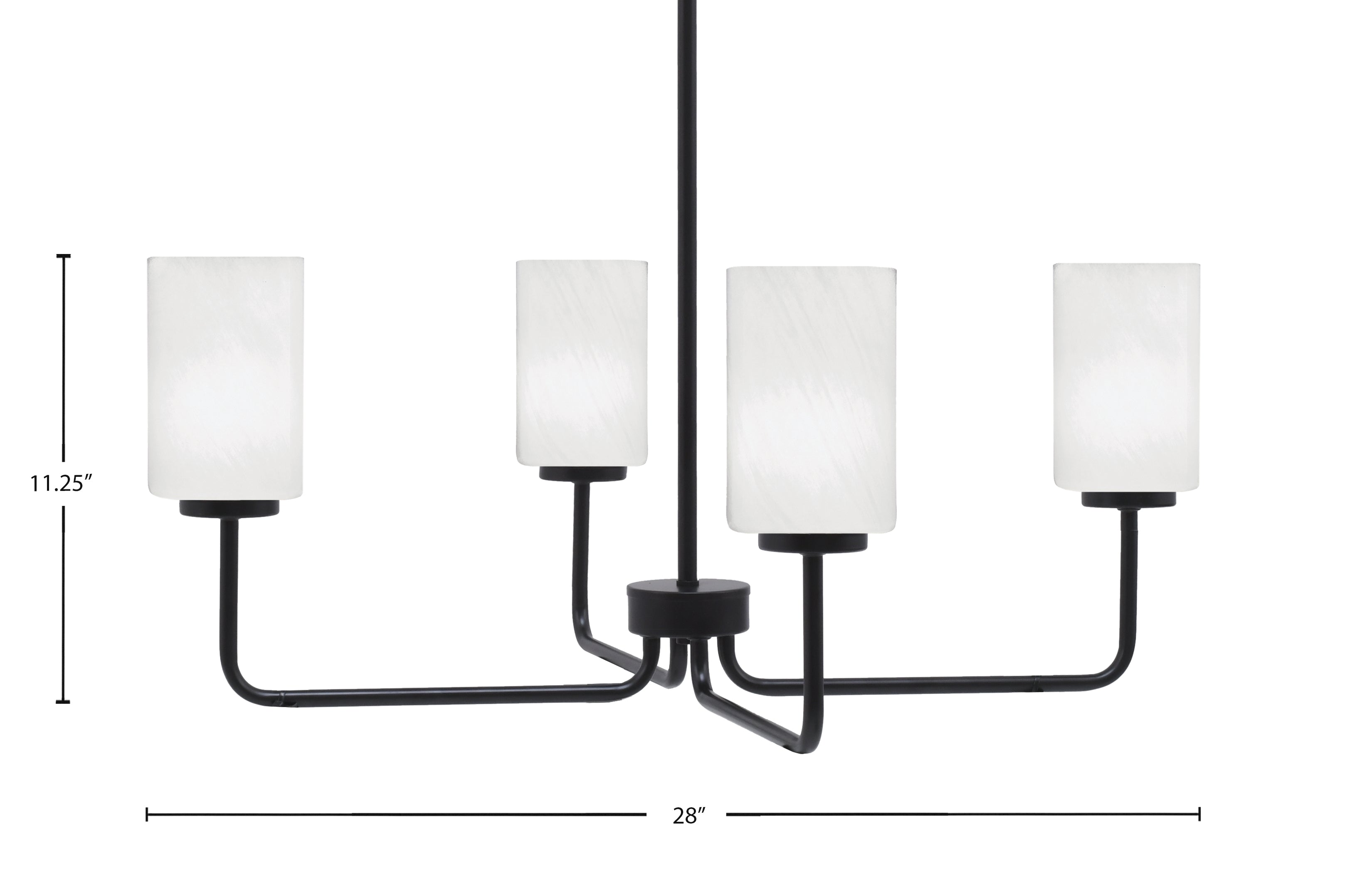 Sandia Four Light Chandelier in Matte Black with White Marble Shade