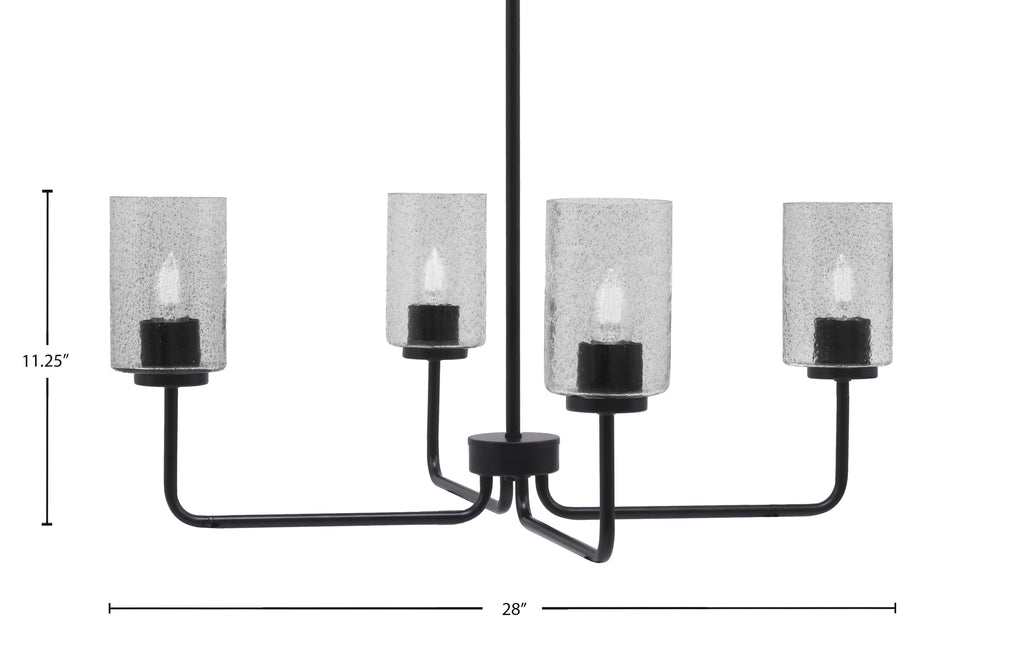 Sandia Four Light Chandelier in Matte Black with Smoke Bubble Shade