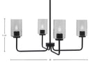 Sandia Four Light Chandelier in Matte Black with Smoke Bubble Shade