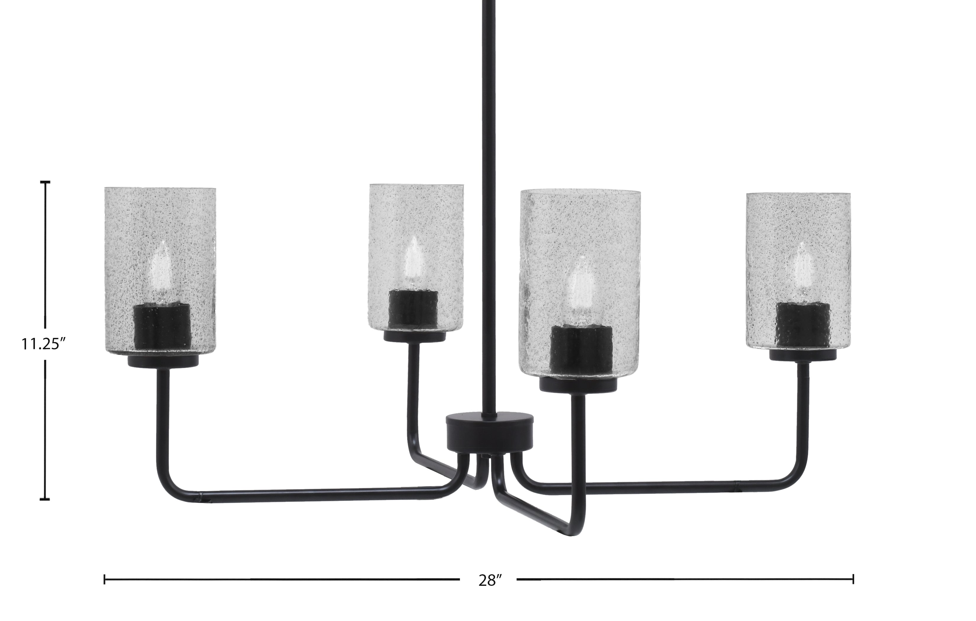 Sandia Four Light Chandelier in Matte Black with Smoke Bubble Shade