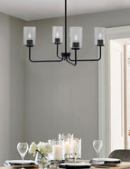 Sandia Four Light Chandelier in Matte Black with Smoke Bubble Shade