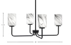 Sandia Four Light Chandelier in Matte Black with Onyx Swirl Shade