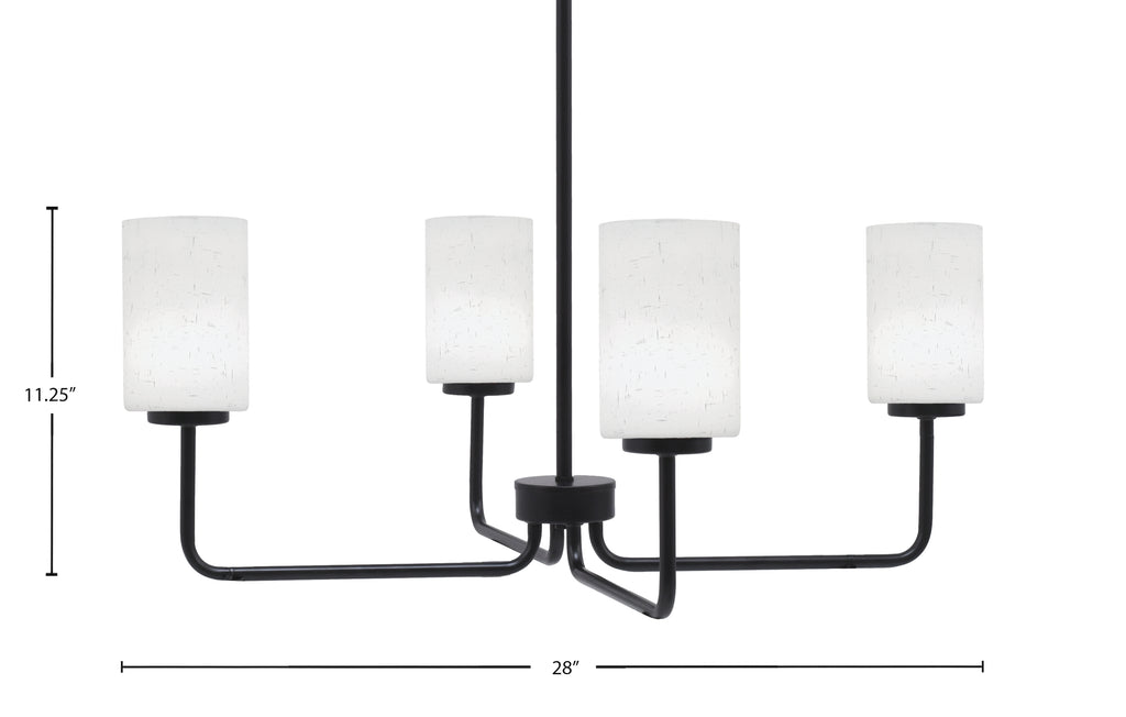 Sandia Four Light Chandelier in Matte Black with White Muslin Shade