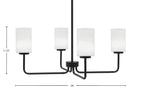 Sandia Four Light Chandelier in Matte Black with White Muslin Shade