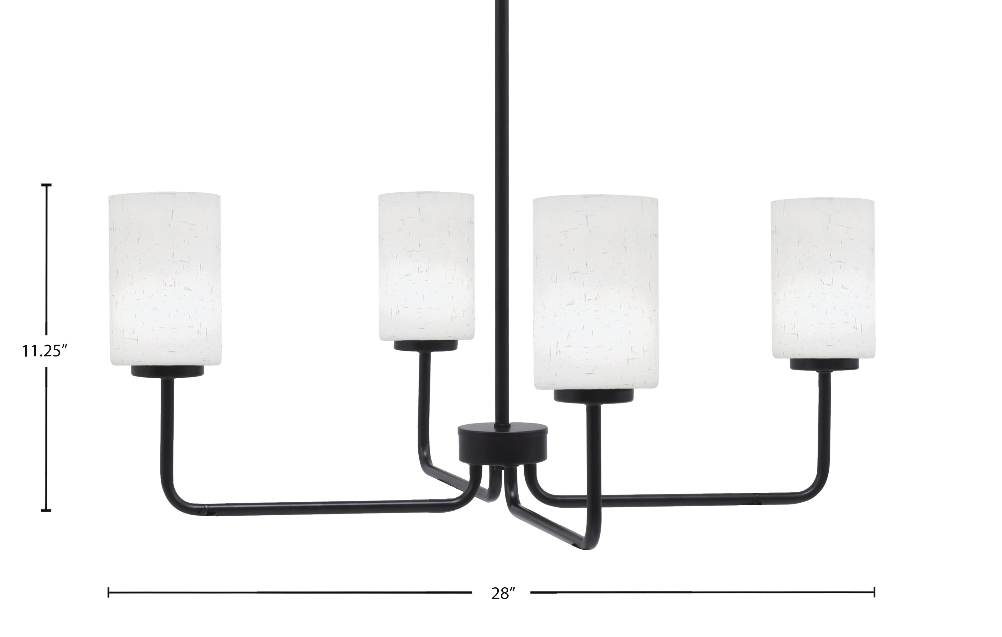 Sandia Four Light Chandelier in Matte Black with White Muslin Shade
