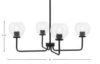 Sandia Four Light Chandelier in Matte Black with Clear Bubble Shade