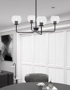 Sandia Four Light Chandelier in Matte Black with Clear Bubble Shade