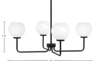 Sandia Four Light Chandelier in Matte Black with White Marble Shade