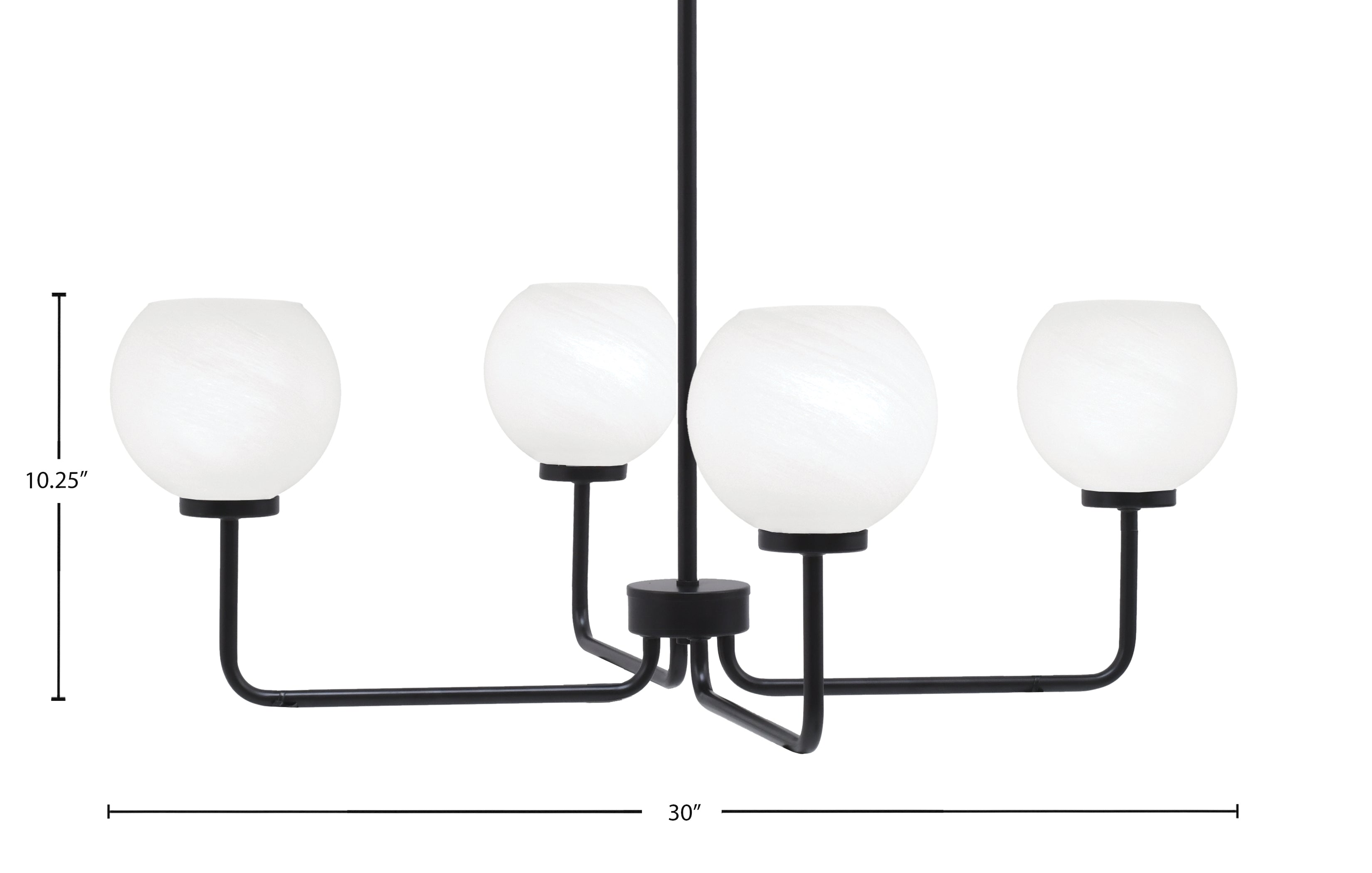 Sandia Four Light Chandelier in Matte Black with White Marble Shade