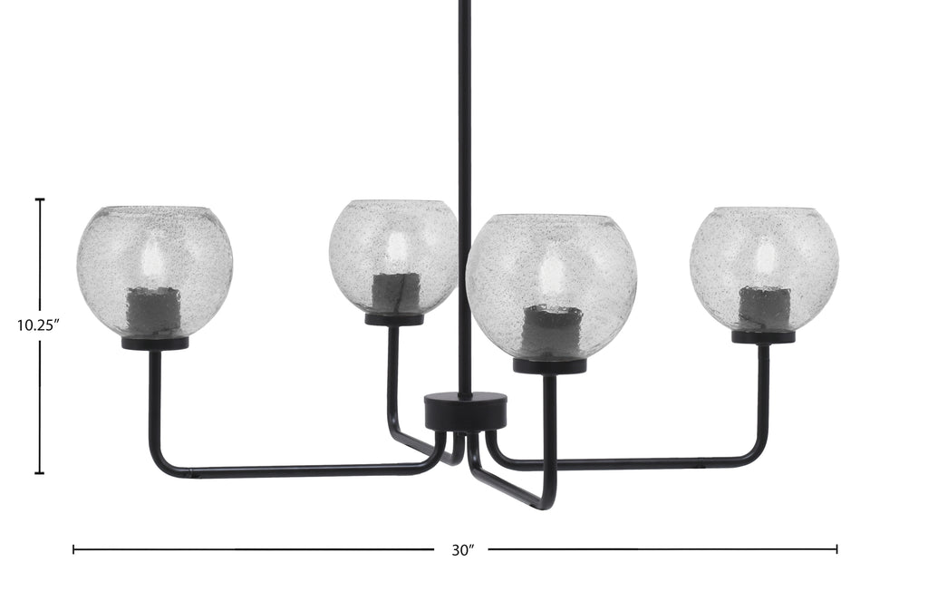 Sandia Four Light Chandelier in Matte Black with Smoke Bubble Shade