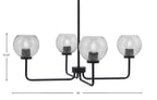 Sandia Four Light Chandelier in Matte Black with Smoke Bubble Shade
