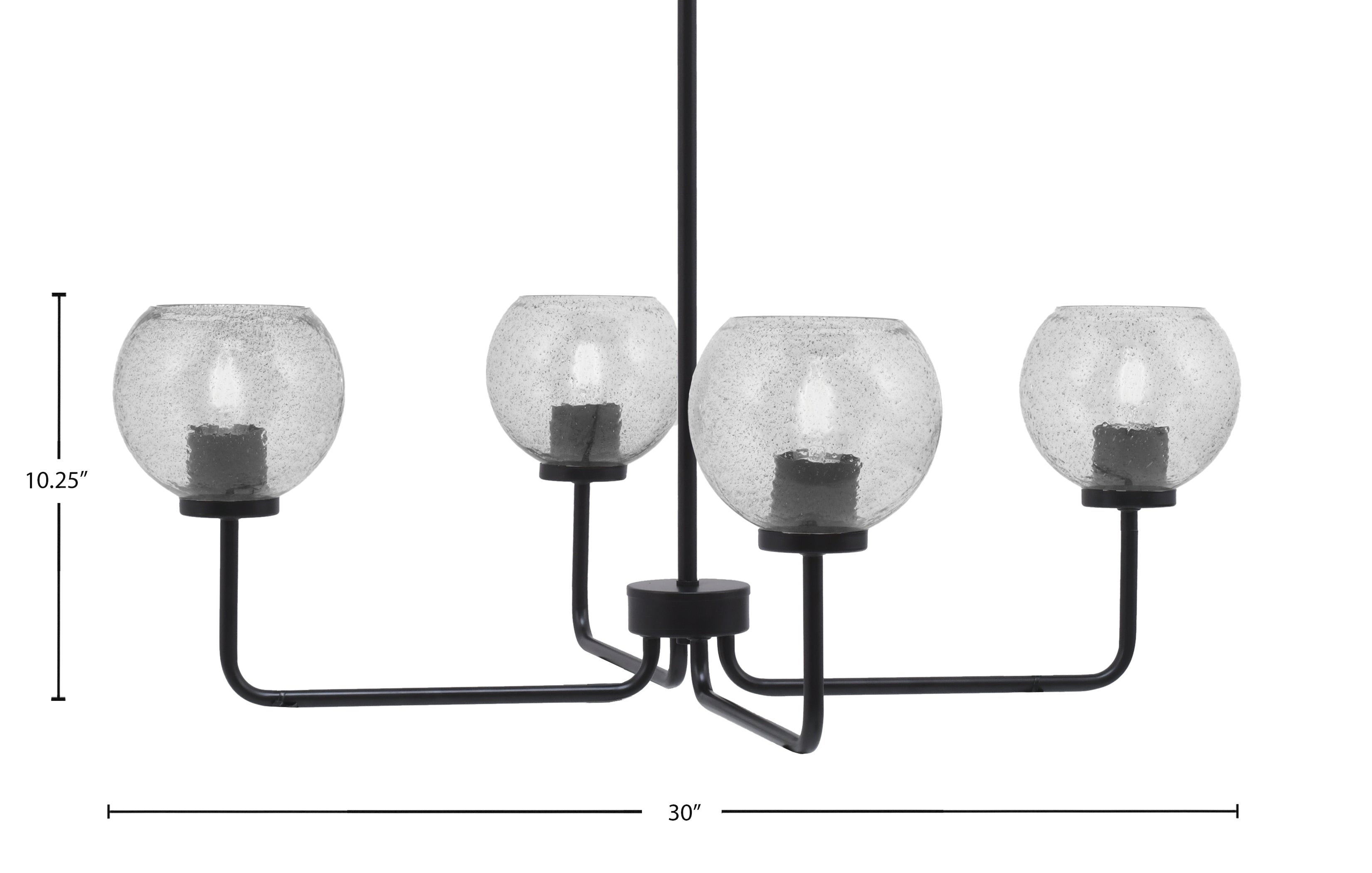 Sandia Four Light Chandelier in Matte Black with Smoke Bubble Shade