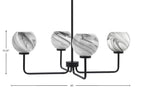 Sandia Four Light Chandelier in Matte Black with Onyx Swirl Shade