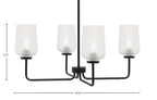 Sandia Four Light Chandelier in Matte Black with Clear Textured Shade