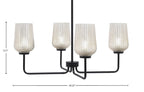 Sandia Four Light Chandelier in Matte Black with Silver Textured Shade
