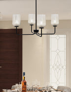 Sandia Four Light Chandelier in Matte Black with Silver Textured Shade