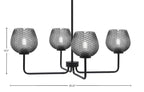 Sandia Four Light Chandelier in Matte Black with Smoke Textured Shade