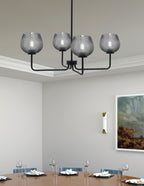 Sandia Four Light Chandelier in Matte Black with Smoke Textured Shade